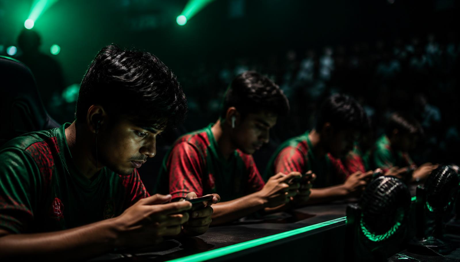 Muslim Sultans players competing on mobile during a club match night