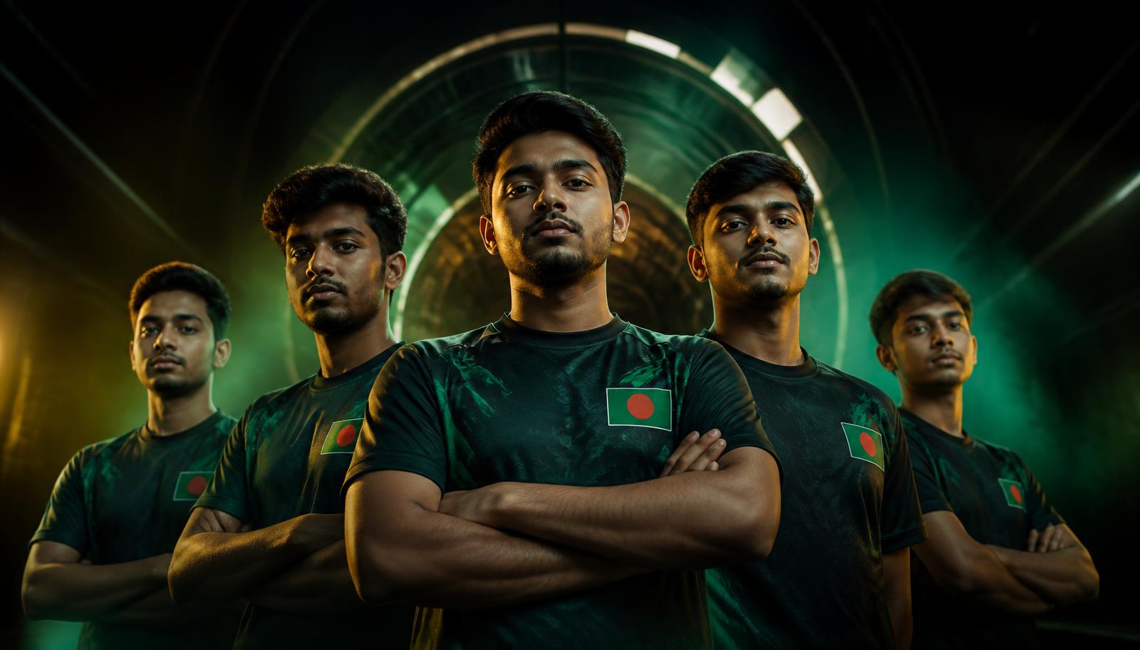 Muslim Sultans eFootball squad in club jerseys before a match night